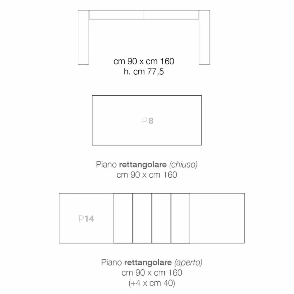 Extendable dining table in melamine wood made in Italy, Oky Viadurini