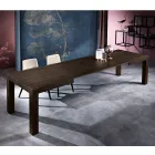 Extendable dining table in melamine wood made in Italy, Oky Viadurini
