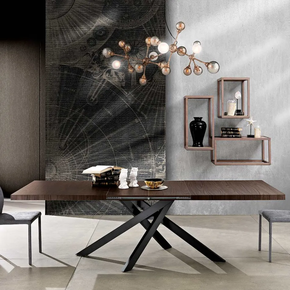 Extendable dining table in melamine wood made in Italy, Dionigi Viadurini