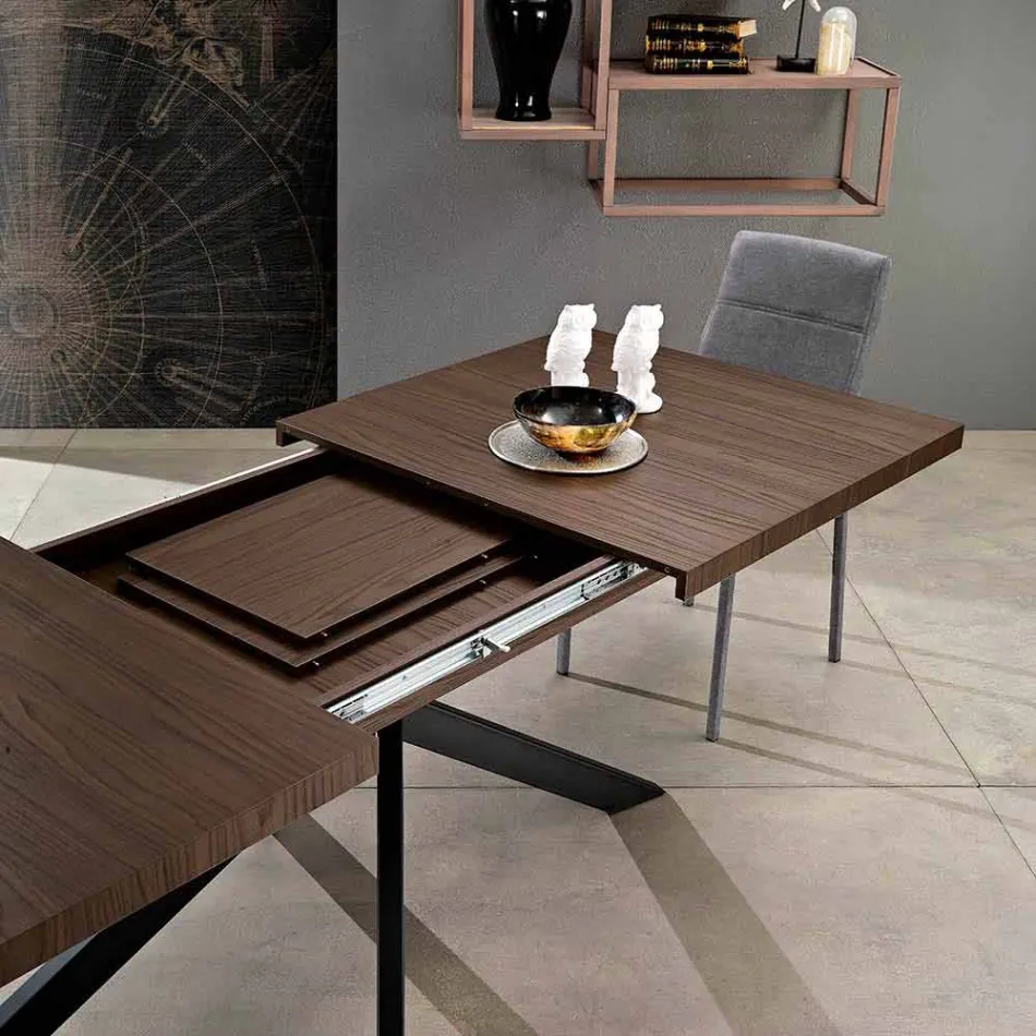 Extendable dining table in melamine made in Italy, Dionigi Viadurini