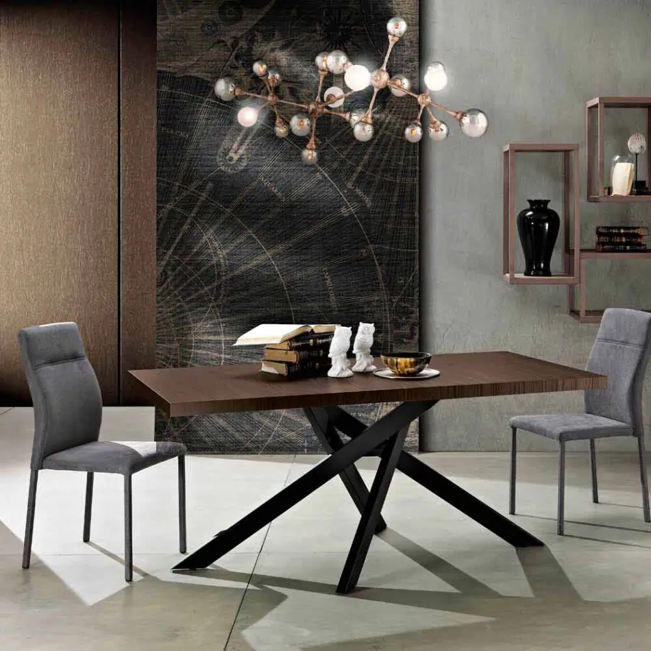 Extendable dining table in melamine made in Italy, Dionigi Viadurini