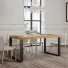 Extendable Dining Table in Melamine Wood and Iron Made in Italy - Badesi Viadurini