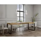 Extendable Dining Table in Melamine Wood and Iron Made in Italy - Badesi Viadurini