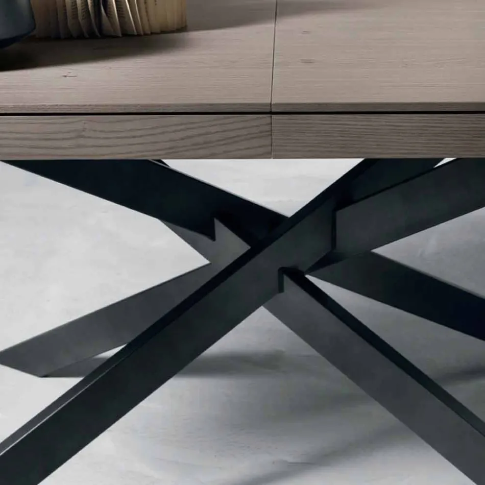 Extendable oak wood dining table L315cm made Italy Oncino Viadurini