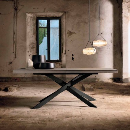 Extendable oak wood dining table L315cm made Italy Oncino Viadurini