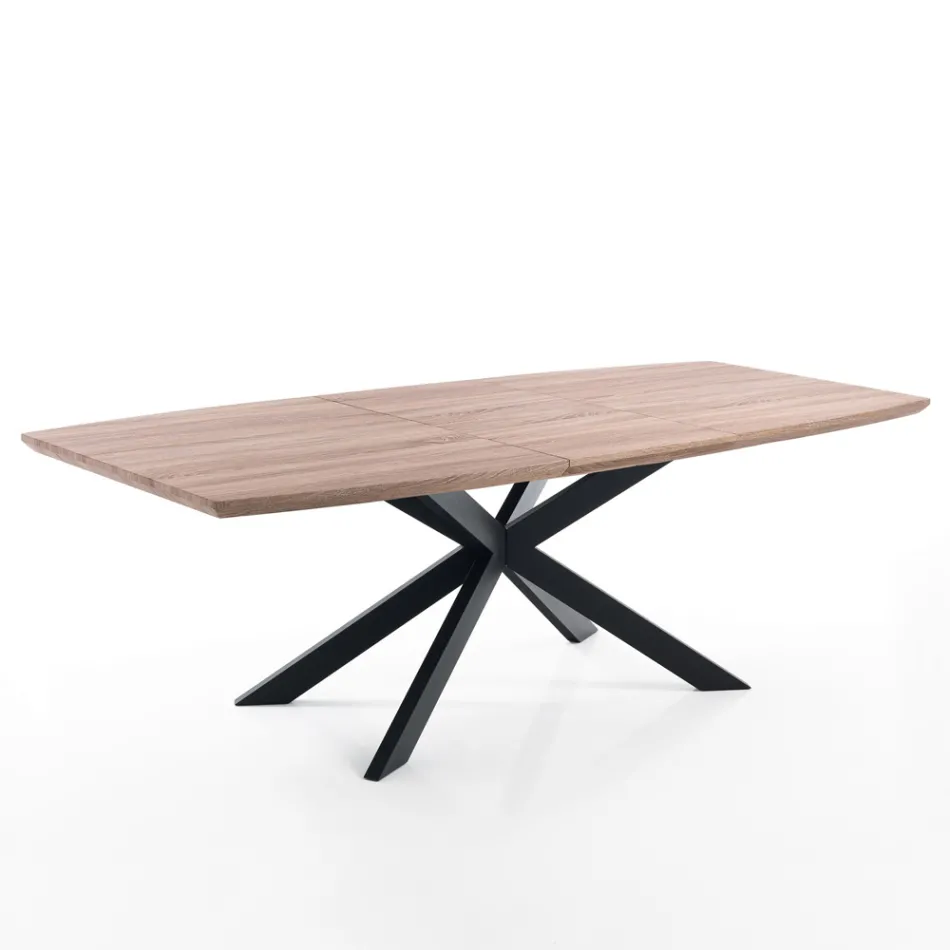 Extendable Dining Table in Metal and MDF - Iridio Viadurini
