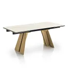 Extendable Dining Table in Metal and Glass Ceramic Made in Italy - Ania Viadurini