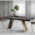 Extendable Dining Table in Metal and Glass Ceramic Made in Italy - Circe