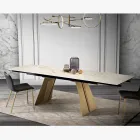 Extendable Dining Table in Metal and Glass Ceramic Made in Italy - Ania Viadurini