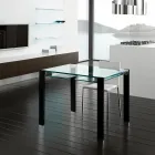 Extendable Dining Table in Extra-Clear Glass and Metal Made in Italy – Sopot  Viadurini