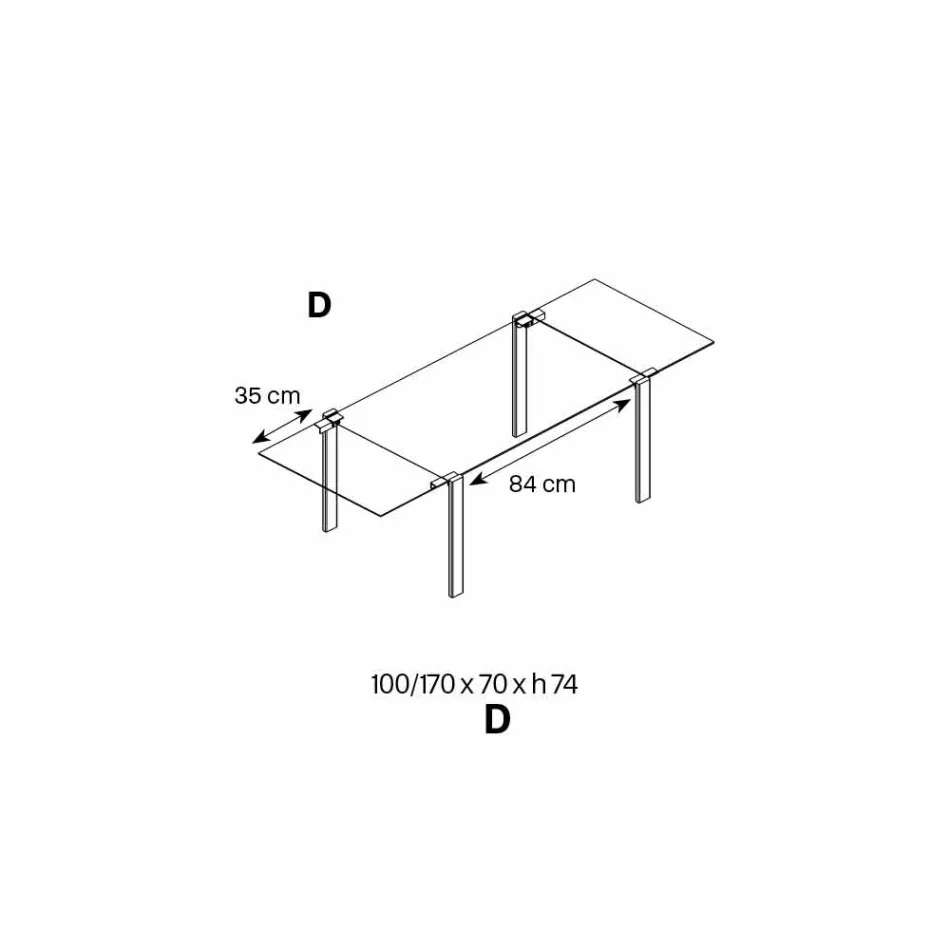 Extendable Dining Table in Extralight Glass and Metal Made in Italy - Sopot Viadurini