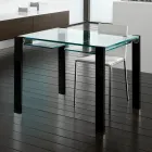 Extendable Dining Table in Extra-Clear Glass and Metal Made in Italy – Sopot  Viadurini