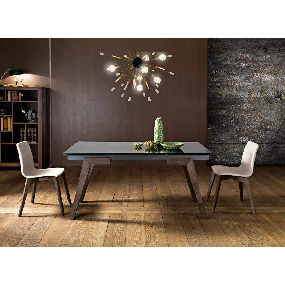 Dimitri extensible smoked glass dining table made in Italy Viadurini