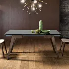 Dimitri extensible smoked glass dining table made in Italy Viadurini