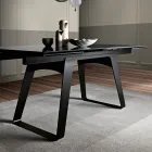 Extendable Dining Table in Glass Ceramic and Metal Made in Italy - Ania Viadurini
