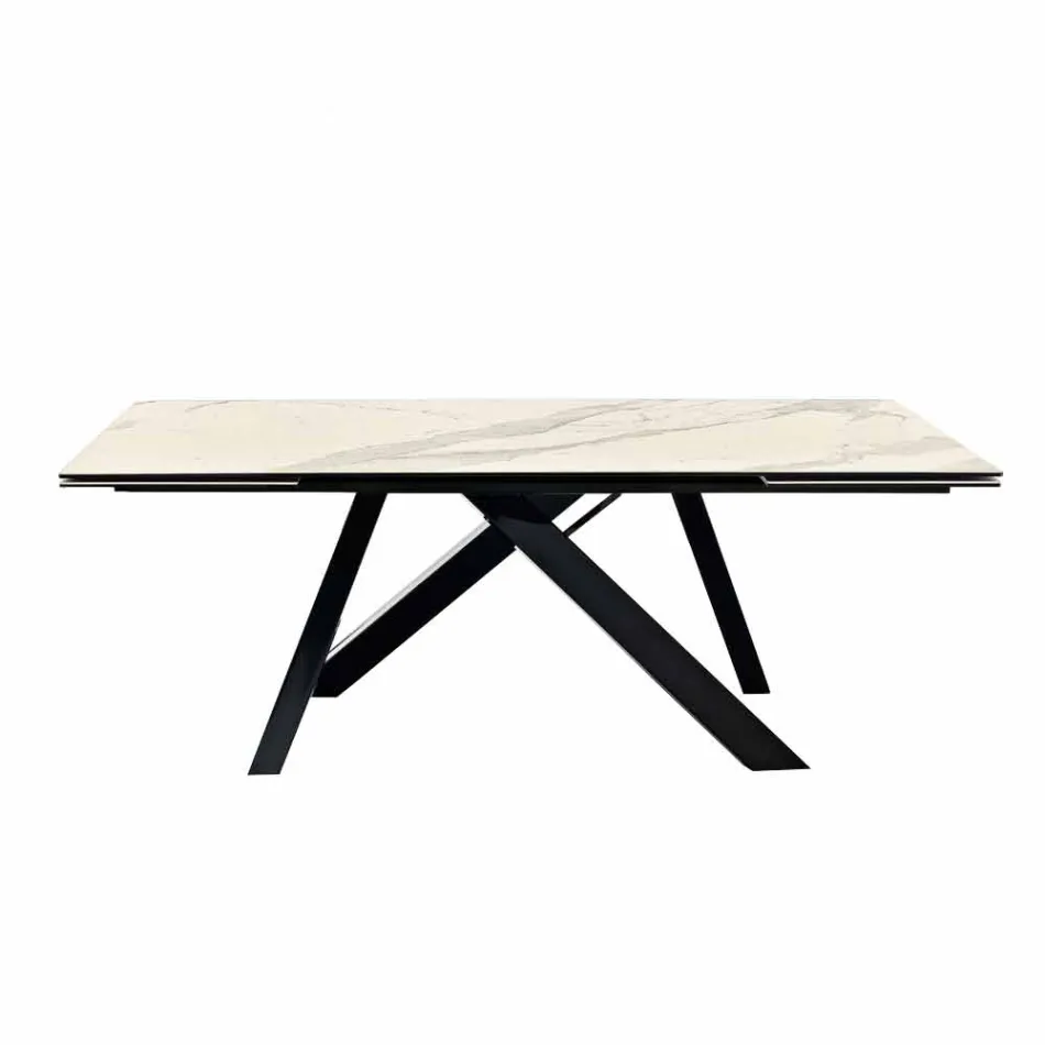 Extendable dining table in glass-ceramic made in Italy, Wilmer Viadurini