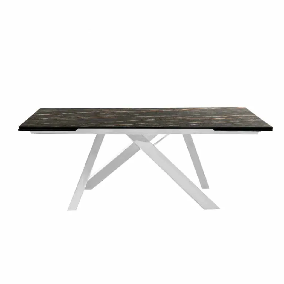 Extendable dining table in glass-ceramic made in Italy, Wilmer Viadurini
