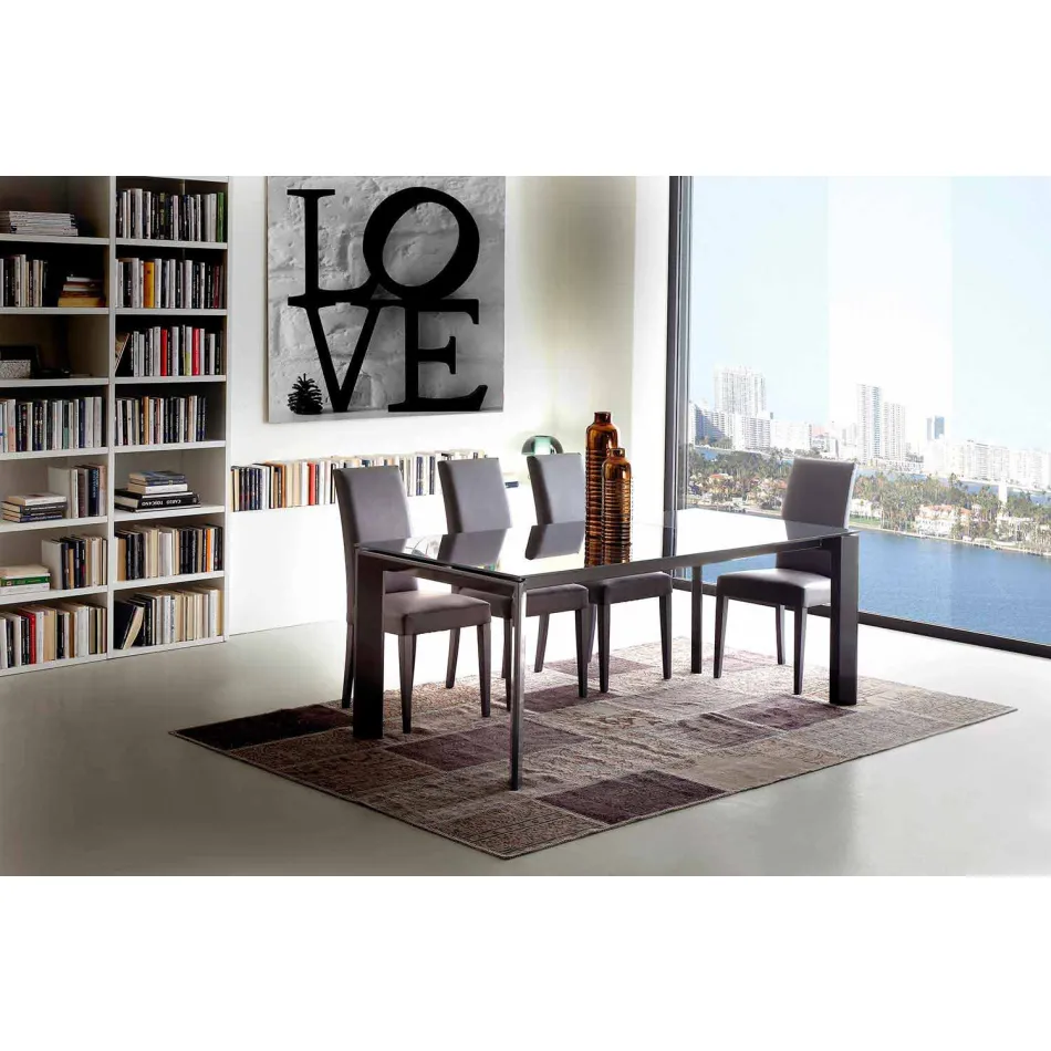 Extendable Dining Table, Tempered Glass Top - Faleria Viadurini