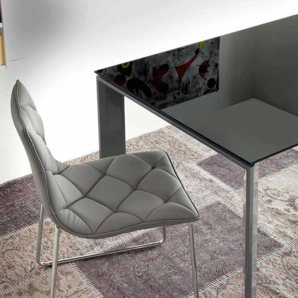 Extendable Dining Table, Tempered Glass Top - Faleria Viadurini