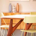 Handcrafted Dining Table in Hpl and Solid Mahogany Made in Italy - Oak Viadurini