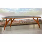 Handcrafted Dining Table in Hpl and Solid Mahogany Made in Italy - Oak Viadurini