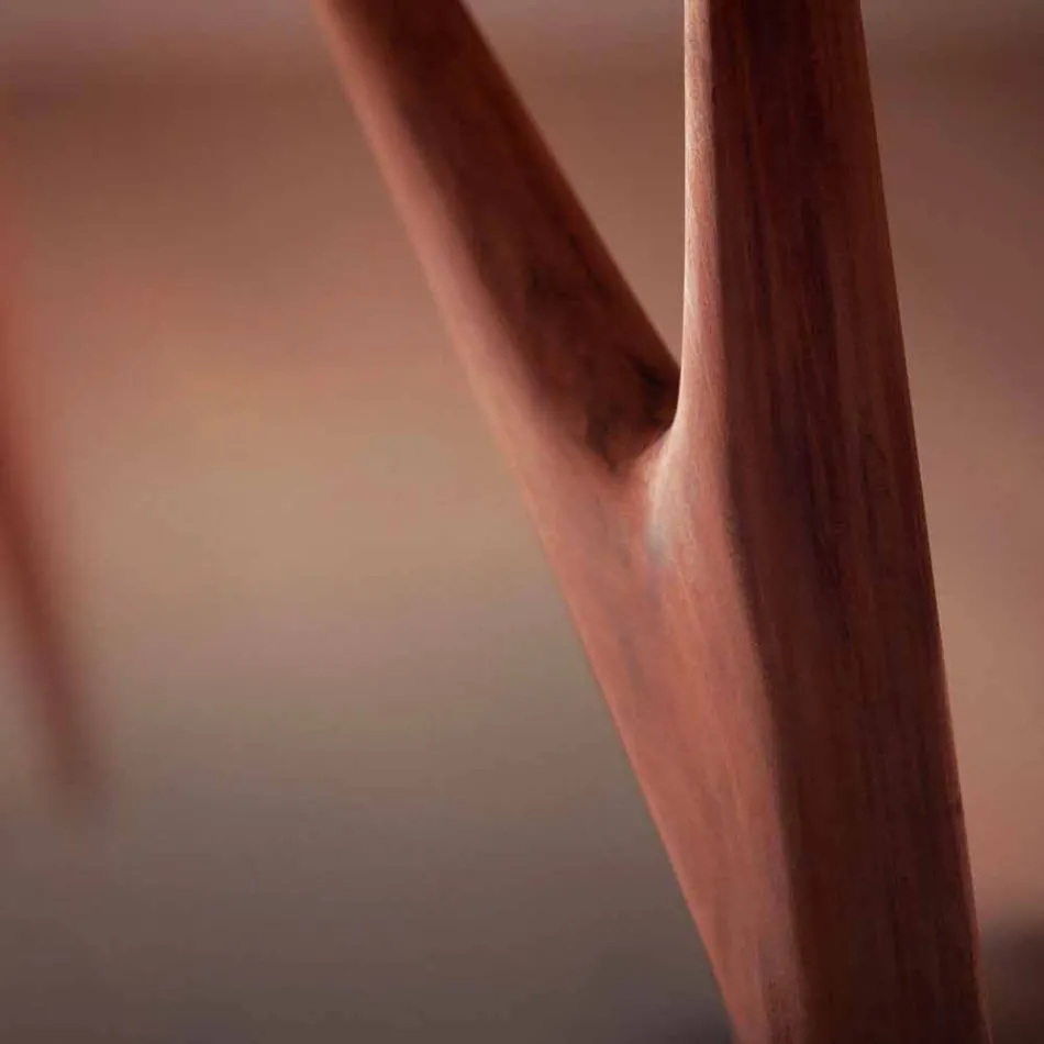 Handcrafted Dining Table in Hpl and Solid Mahogany Made in Italy - Oak Viadurini