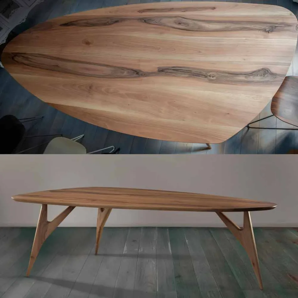 Artisan Dining Table in Solid Walnut Wood Made in Italy - Nocino Viadurini