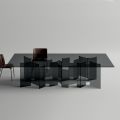 Dining Table with Base and Rectangular Glass Top Made in Italy - Thommy