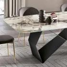Dining Table with Marble Effect Ceramic Top Made in Italy - Mirco Viadurini