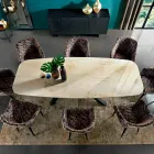 Dining Table with Top in Fine Made in Italy Hypermarble - Settimmio Viadurini