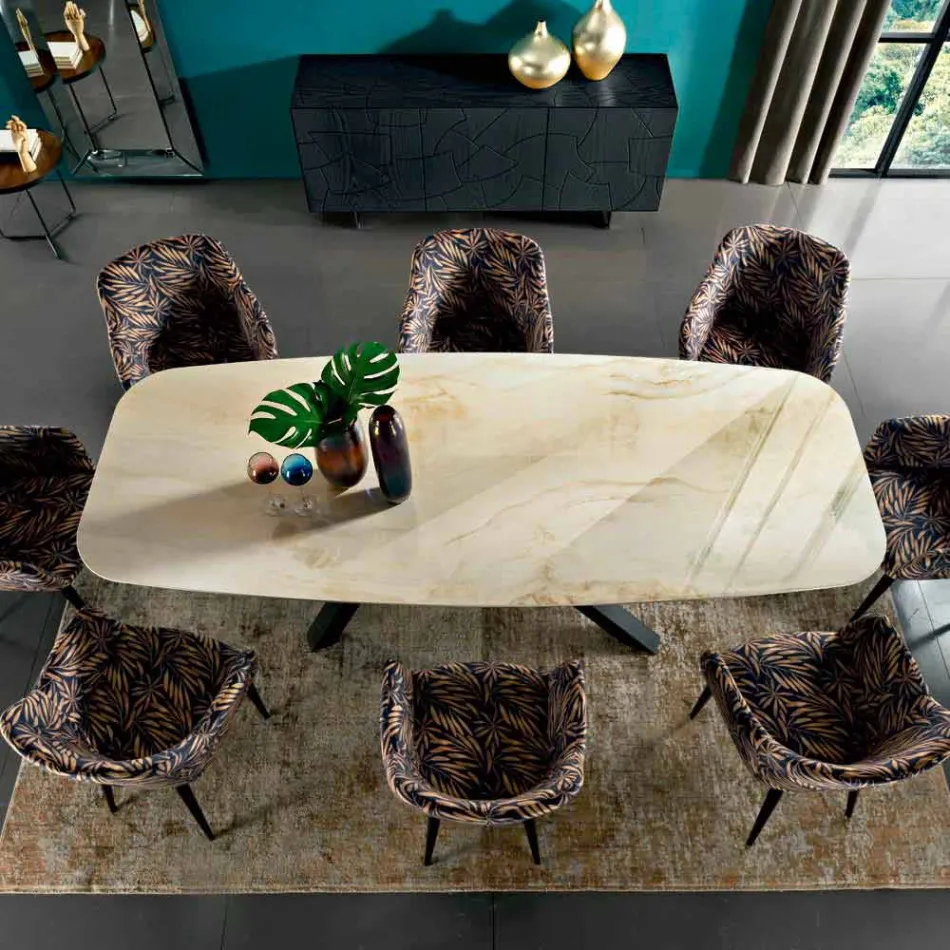 Dining Table with Top in Fine Made in Italy Hypermarble - Settimmio Viadurini
