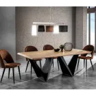 Dining Table with Top in Mdf Veneered Oak Finish - Helene Viadurini