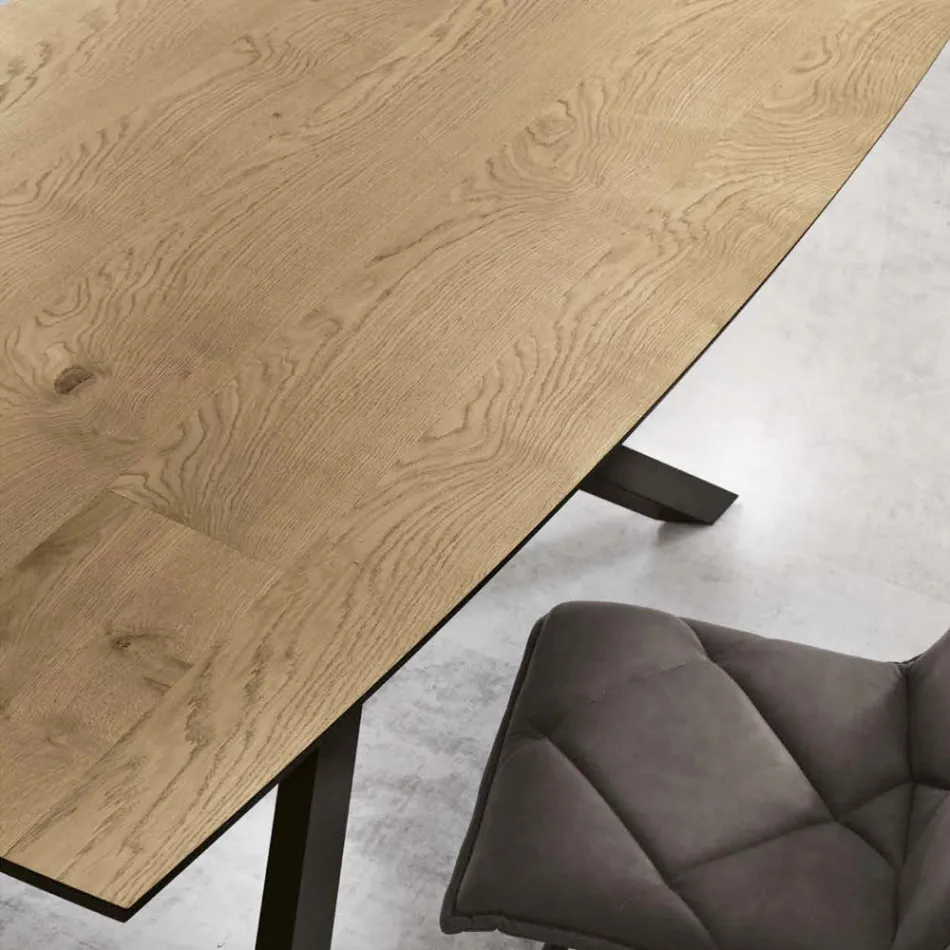 Dining Table with Oak Veneer Top Made in Italy - Antonino Viadurini