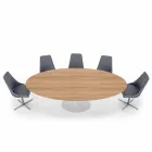 Dining Table with Oval Top in HPL Laminate Made in Italy - Dollars Viadurini