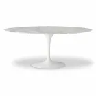 Dining Table with Oval Marble Top Made in Italy - Superb Viadurini