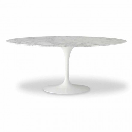 Dining Table with Oval Marble Top Made in Italy - Superb Viadurini
