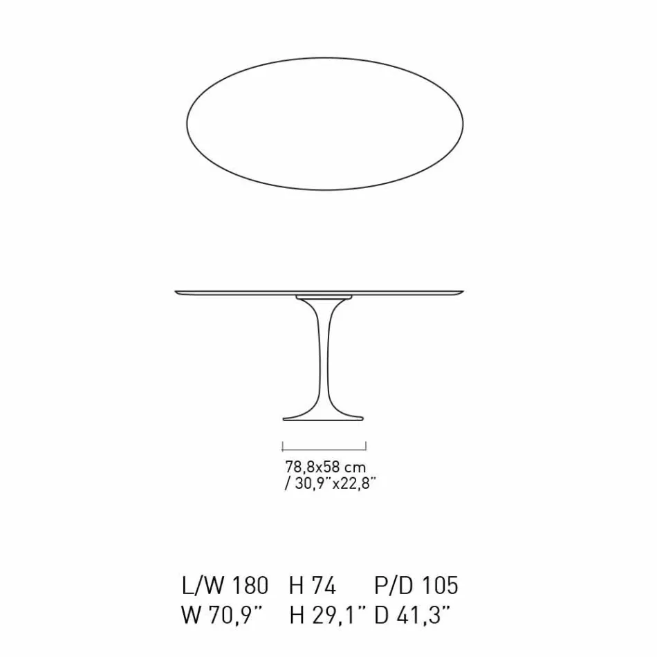 Dining Table with Oval Marble Top Made in Italy - Superb Viadurini