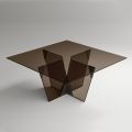 Dining Table with Square Top and Glass Base Made in Italy - Tiseo