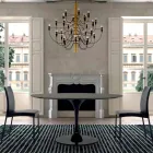 Dining Table with Round Top in High Quality Fenix Made in Italy - Dollars Viadurini