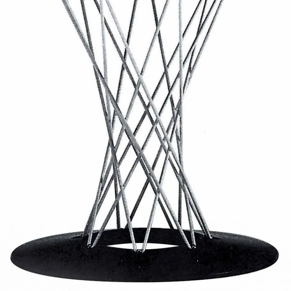 Dining Table with Round Top in Black Laminate Made in Italy - Plaza Viadurini