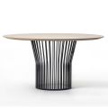 Dining Table with Round Wooden Top Made in Italy - Alfero