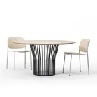 Dining Table with Round Wooden Top Made in Italy - Alfero Viadurini