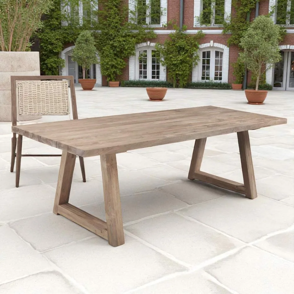 Outdoor Dining Table in Recycled Teak Wood Made in Italy - Bambi Viadurini