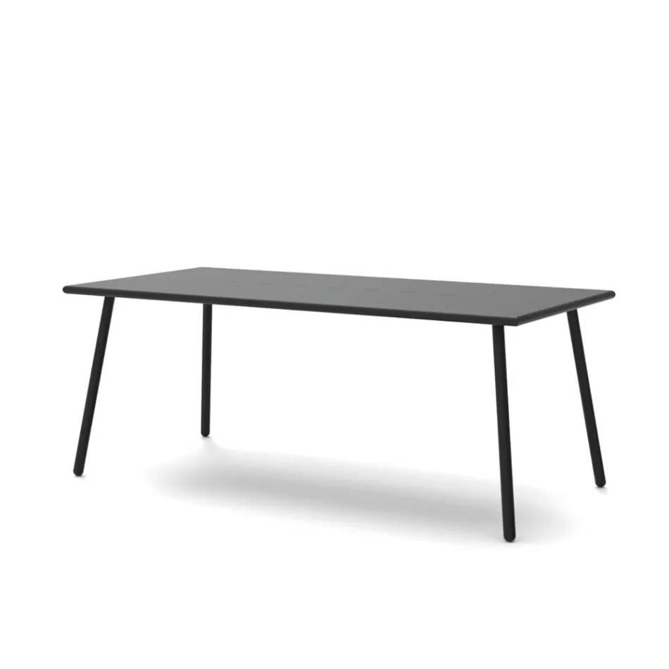 Rectangular Outdoor Dining Table in Galvanized Steel Made in Italy - Elvia Viadurini