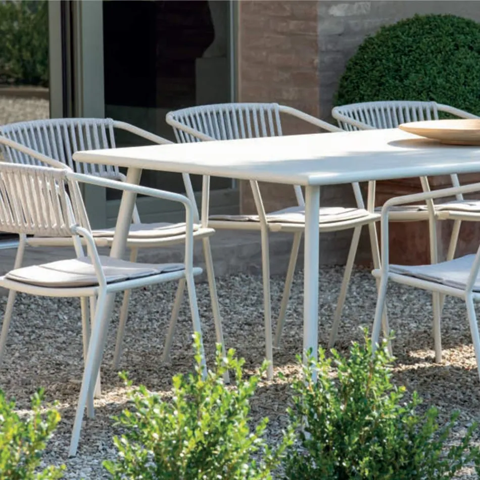 Rectangular Outdoor Dining Table in Galvanized Steel Made in Italy - Elvia Viadurini