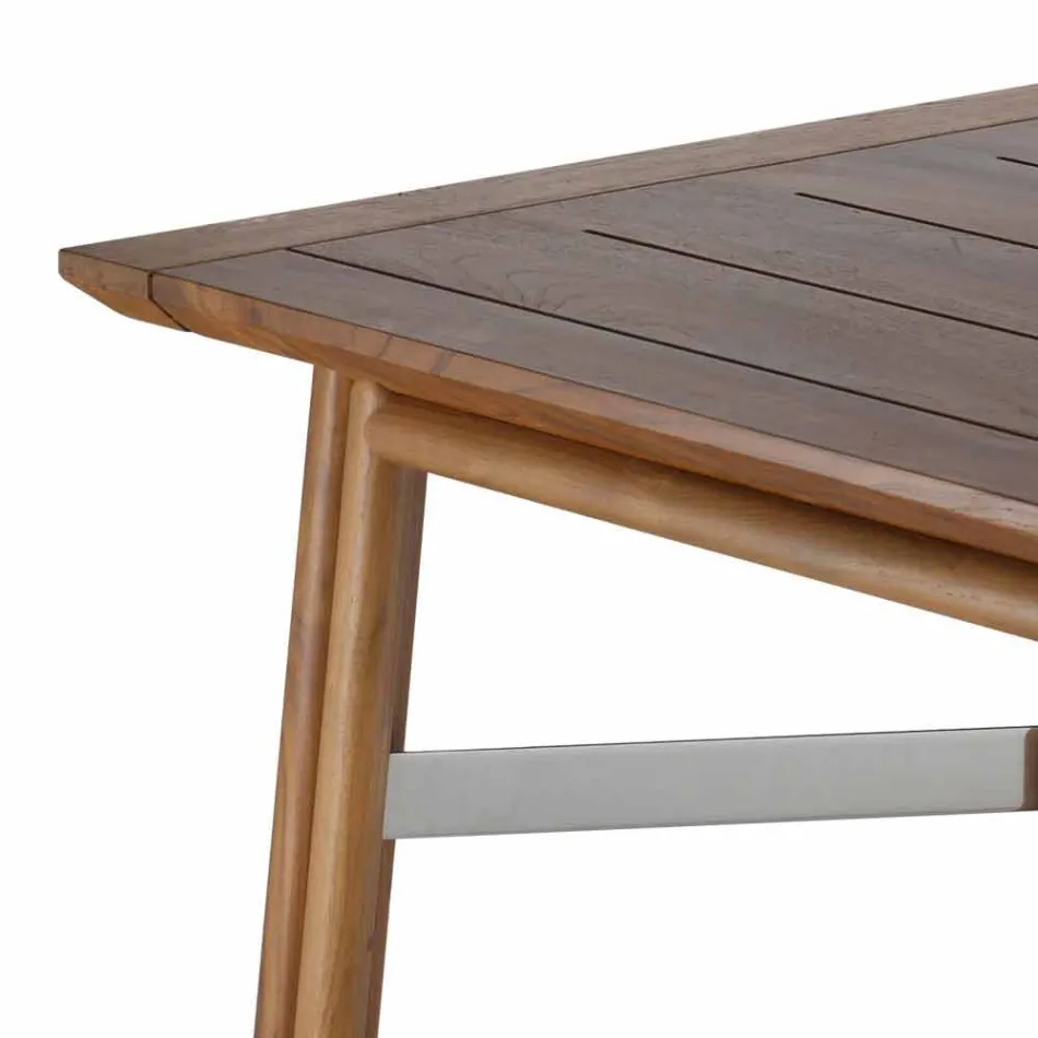 Garden Dining Table in Natural or Black Wood, Italian Luxury - Suzana Viadurini