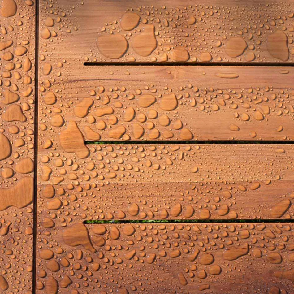 Garden Dining Table in Natural or Black Wood, Italian Luxury - Suzana Viadurini