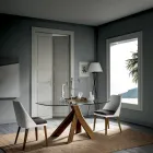 Lounge Dining Table Glass Top and Wooden Legs - Botanical Viadurini