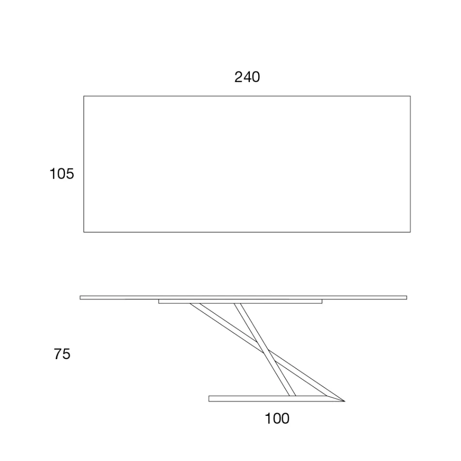 Design Dining Table in Metal Top in Canaletto Walnut - Zorato Wood Viadurini