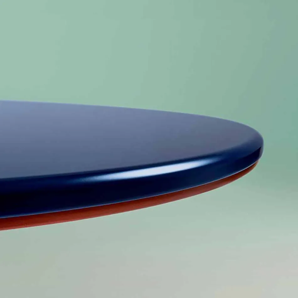 Modern Design Oval Dining Table in Blue MDF and Copper Made in Italy - Oku Viadurini
